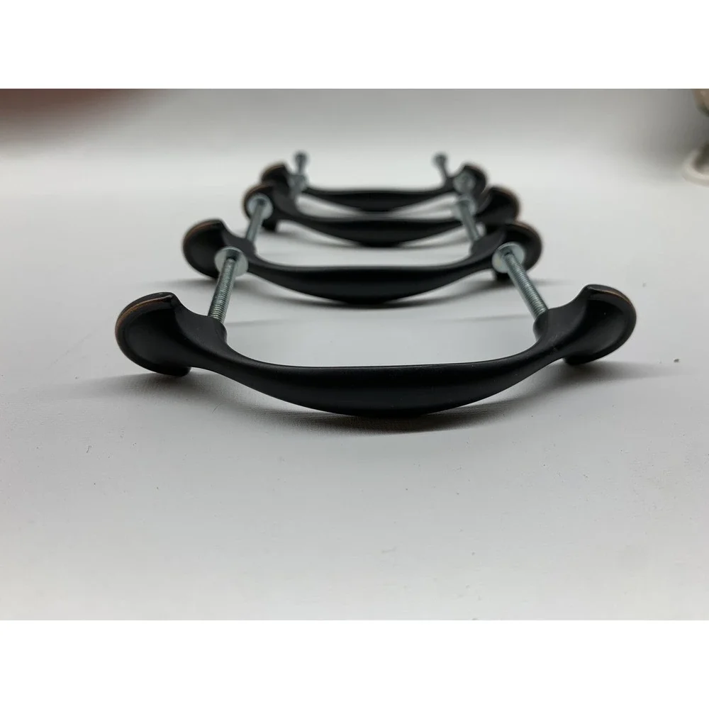 [4x] Bronze Half Round Foot Cabinet Pulls 3-In. With Screws‎